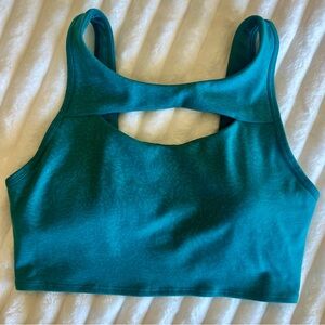 Lululemon Everlux Teal Front Cutout Longline Sports Bra Size 8 Yoga Gym